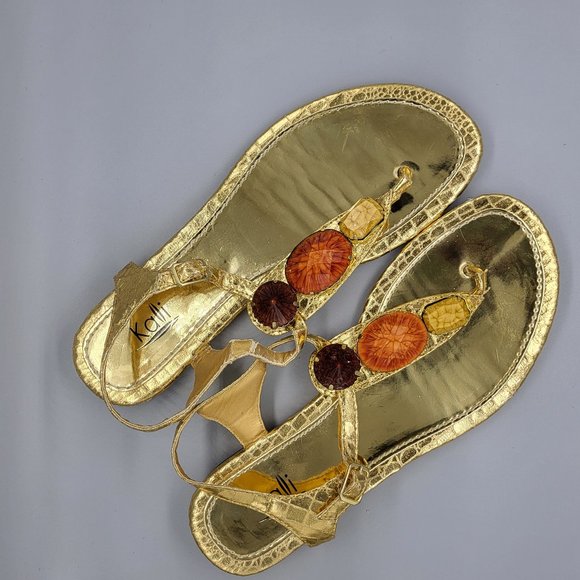 KALI Gold T-Strap Sandals - Picture 12 of 12